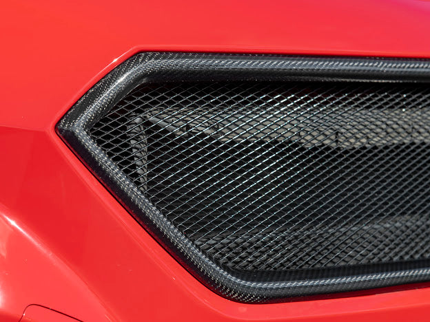 Carbon fiber mesh grille vent replacement for 2022-up Subaru WRX by Street Driven Performance, featuring sport style JDM competition design.