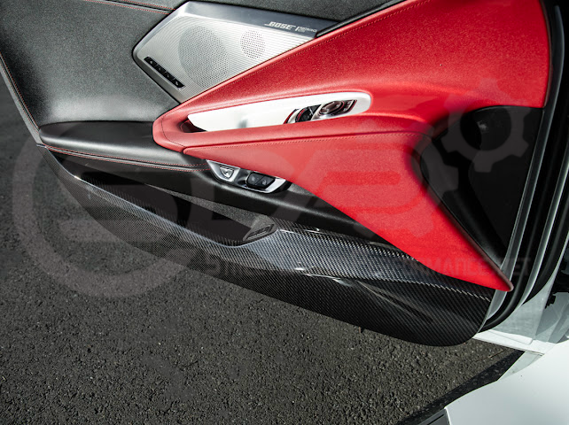 2020-Up Corvette C8 | CARBON FIBER Door Kick Guard Panel Lower Pocket Cover Pair