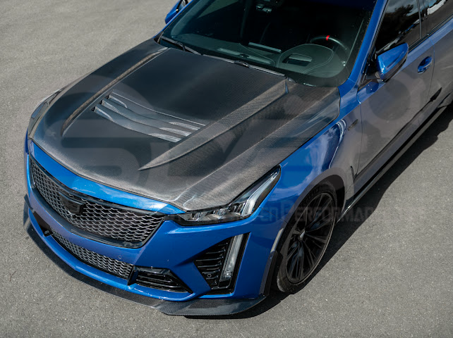 2020-Up Cadillac CT5 / CT5-V / CT5-V Blackwing | “CTS-V, V3” Style CARBON FIBER Front Vented Hood