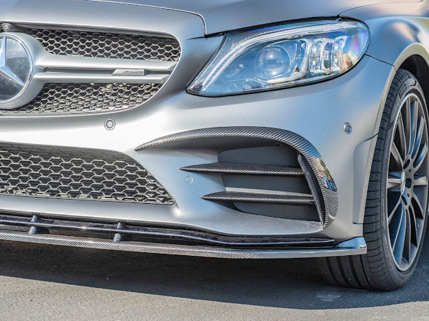 2019-Up C205 W205 Mercedes C-Class AMG Factory Style Carbon Fiber Front Air Vent Cover Pair