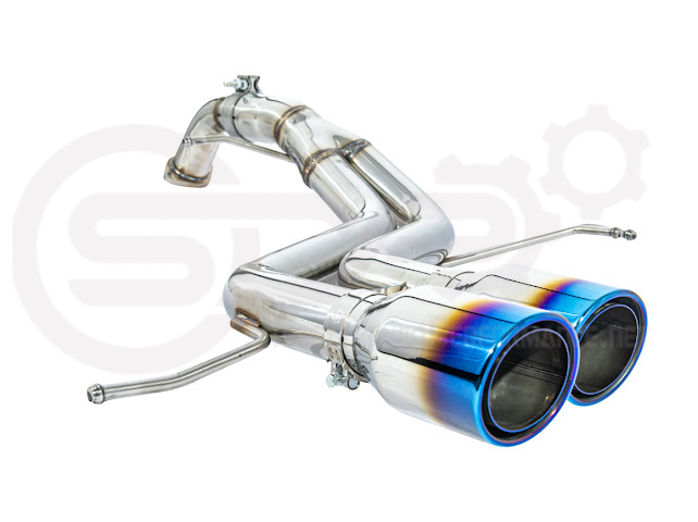 Hyundai Veloster Turbo 2013-2018 exhaust axle back dual 4-inch muffler delete with chrome or burnt tips, street performance exhaust.