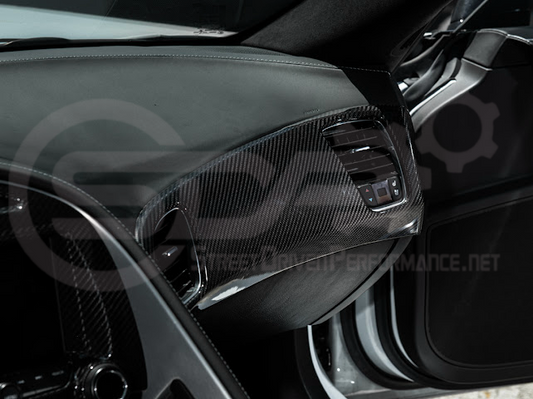2014-2019 Chevrolet Corvette C7 dry carbon fiber passenger side dashboard air duct vent panel cover, interior trim by Street Driven Performance