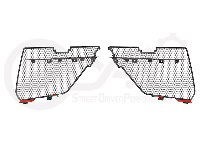 2020+ CHEVROLET CORVETTE C8 STINGRAY & Z51 | FACTORY OEM STYLE GLOSSY BLACK FRONT BUMPER LOWER AIR INLET MESH GRILLE GUARDS