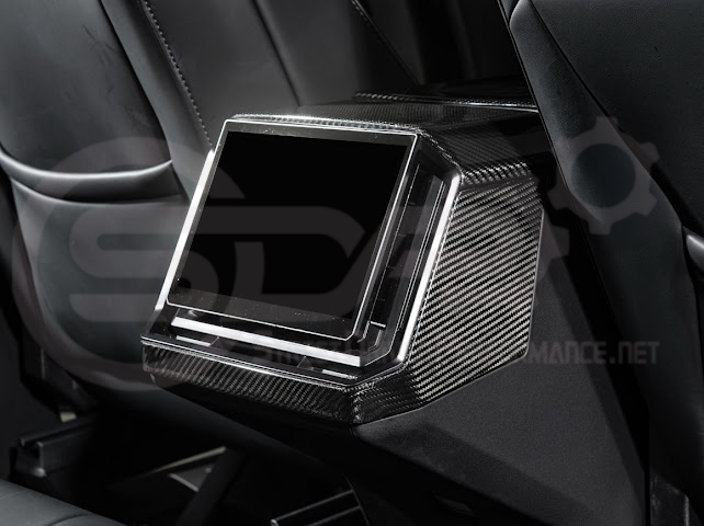 2024-Up Tesla Cybertruck | Interior DRY Carbon Fiber Rear Display Lower Trim Cover