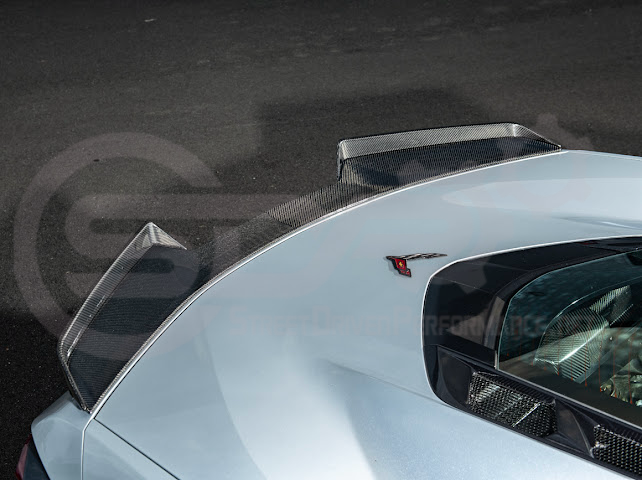2023-Up CORVETTE C8 Z06 / E-RAY / ZR1 | CARBON FIBER 1.5 INCH EXTENDED REAR SPOILER WING WICKER BILL WINGLETS PAIR