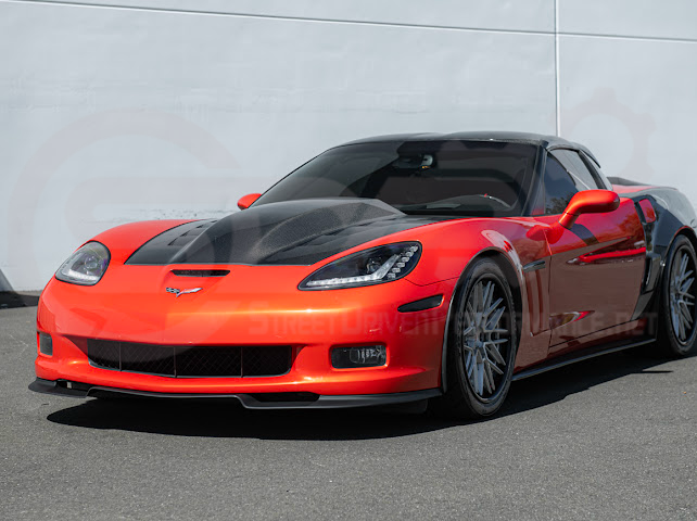 2005-2013 C6 Corvette - 427 /Grand Sport / Z06 / ZR1 | ZRA1 Style Front Splitter Lip Ground Effects (Carbon Fiber or Primer Black)