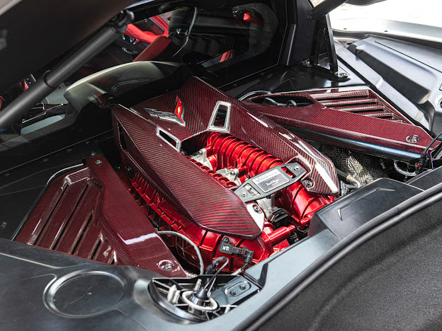 2023-Up Corvette C8 Z06 Coupe | RED CARBON FIBER Engine & Bay Panel Cover