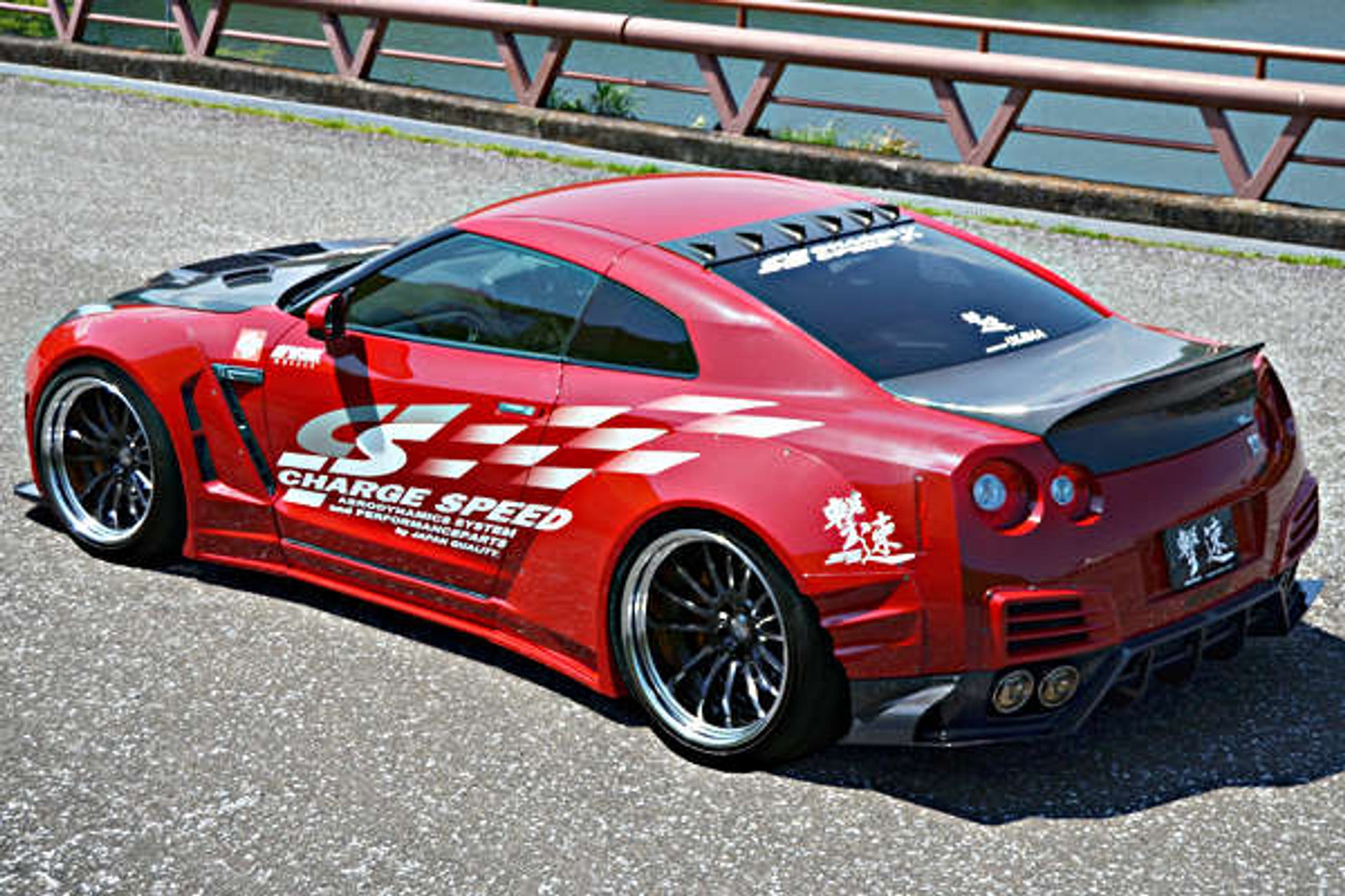 Charge Speed 2012-2016 Nissan GTR R35 Chuki Wide Body Complete Kit with FRP Front & Rear Under Diffuser in Black Gel