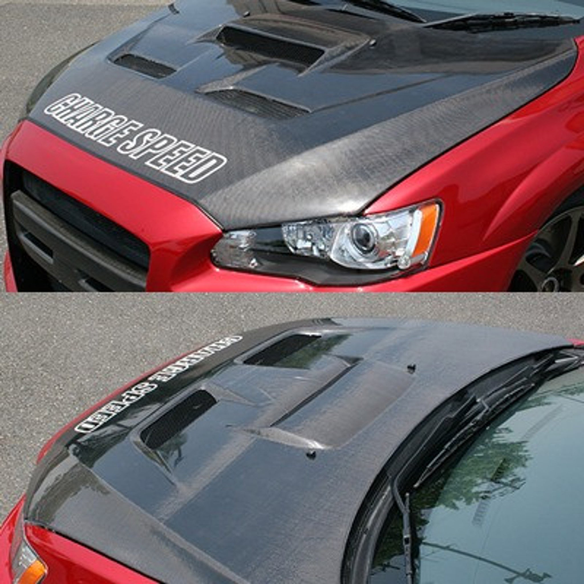 Charge Speed 2008-2017 Mitsubishi Lancer/ Lancer EX/ Ralliart/ Sportback/ Evo X Type-2 Vented Carbon Hood