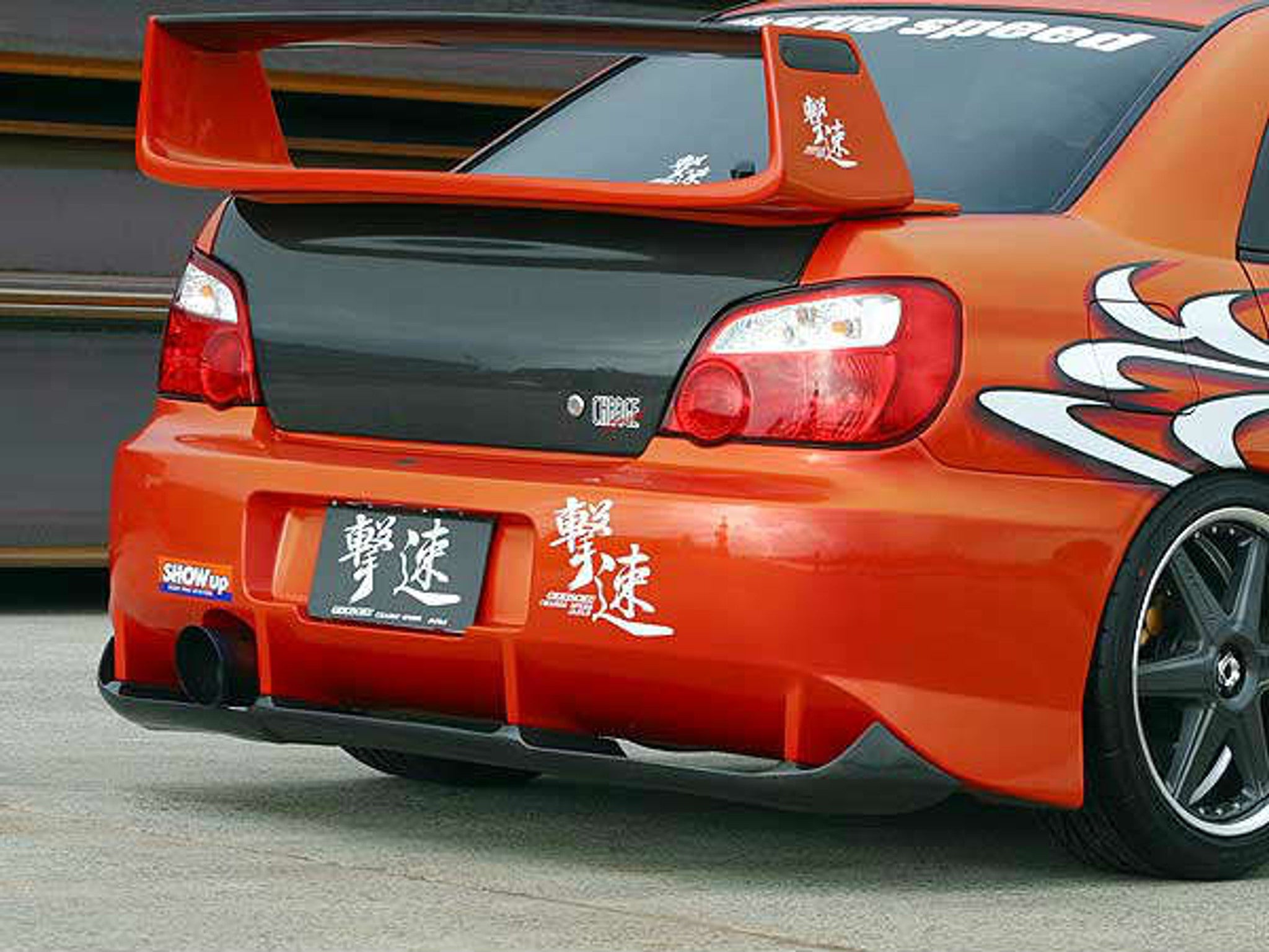 Charge Speed 2005 Subaru Impreza GD-B Peanut Eye Type-2 Full Bumper Kit With Straight Carbon Center with Rear Over Fender Caps