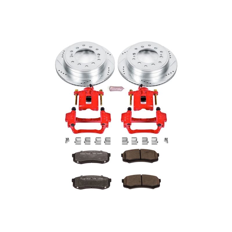PowerStop Lexus GX460 rear Z36 truck and tow brake kit with calipers, brake rotors, and hardware for enhanced stopping power.