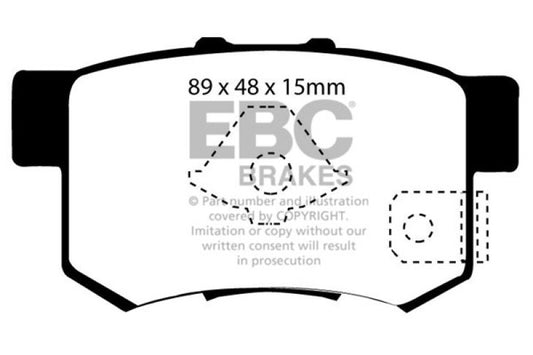 EBC Redstuff rear brake pads for Acura RDX 2.3 Turbo, performance brake pads set with red friction material for enhanced stopping power.