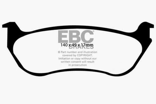 EBC Ultimax2 rear brake pads for Ford Crown Victoria 4.6, OE Phenolic Pistons, designed for durability and reliable braking.