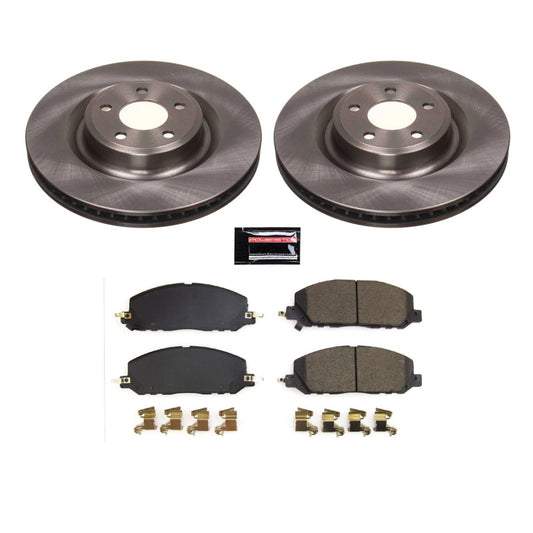 PowerStop OE front brake kit for Lincoln Aviator 2020-2022, including brake rotors and pads with branded packaging.