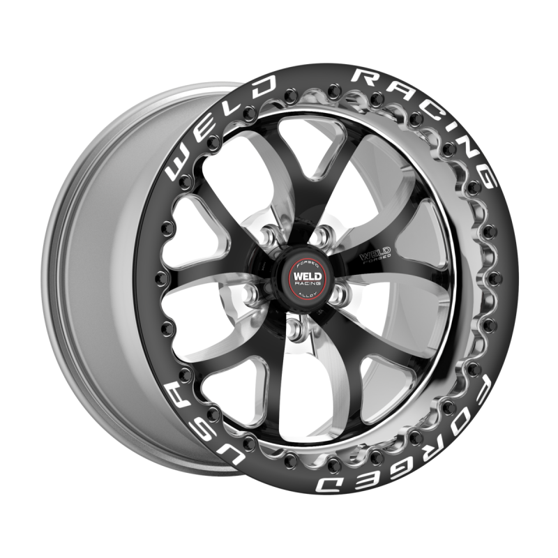 Weld S76 Beadlock Forged Wheel, 17x10.5 inches, black center with polished shell, 5x120.65 bolt pattern, black SBL finish