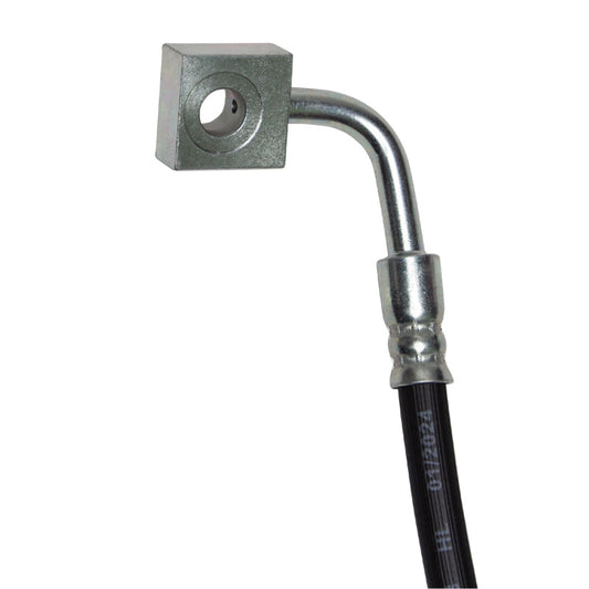 DFC Ram 1500 front-left brake hose from the brake line kit, showing the flexible rubber and metal fittings.