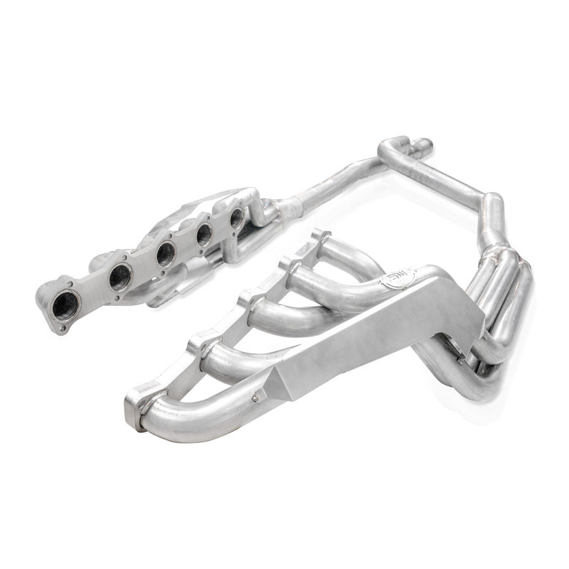 Stainless Works Ford Triton 6.8L V-10 motorhome headers with 1.75-inch primaries, high-flow cats, and 3-inch exhaust leads.