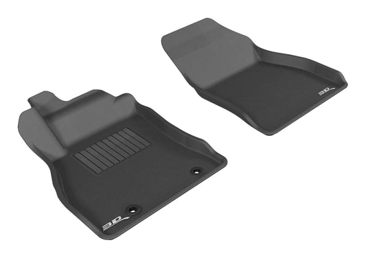 Black 3D MAXpider Kagu 1st row rubber floor mat for Nissan Juke 2011-2018, showing textured surface and custom fit design.