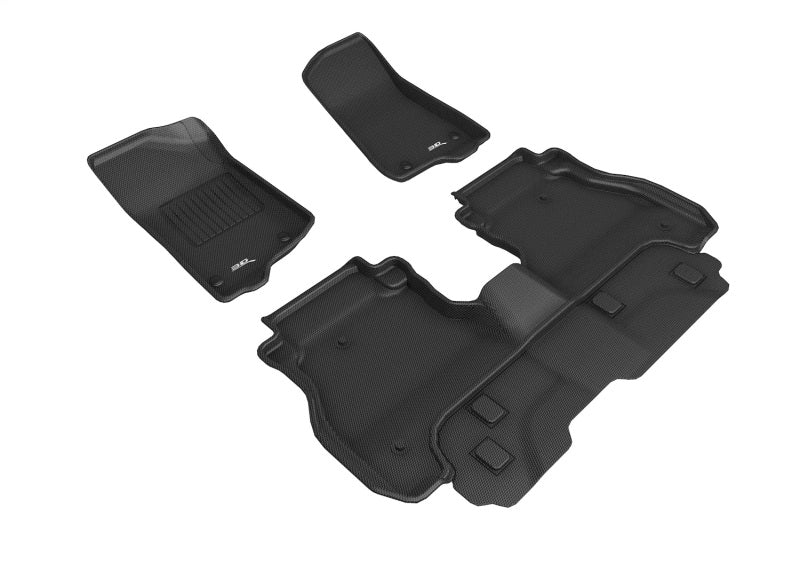 3D MAXpider black rubber floor mats for Jeep Gladiator JT, full set designed for 20-26 models with 3D textured surface.