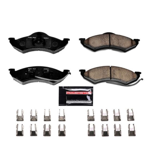 PowerStop Z23 Evolution Sport brake pads with hardware for 1999 Dodge Dakota, performance brake components with metal backing plates