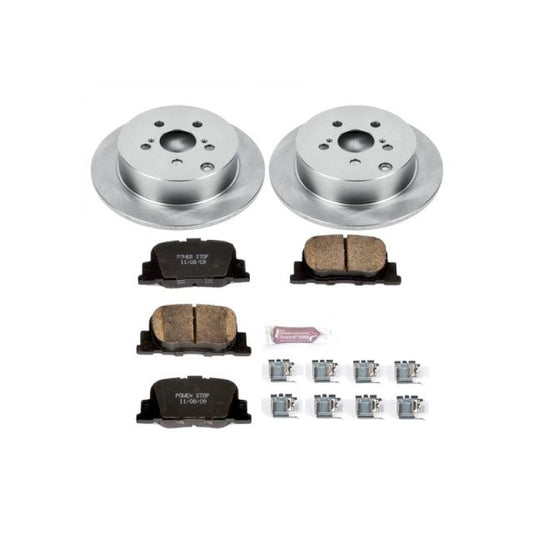 PowerStop OE rear brake kit for 2005-2010 Scion tC, includes brake rotors and pads for enhanced stopping power.