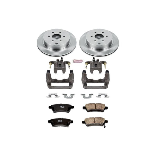 PowerStop rear Autospecialty brake kit with calipers for Nissan Pathfinder 2005-2012, showing brake rotors and calipers.