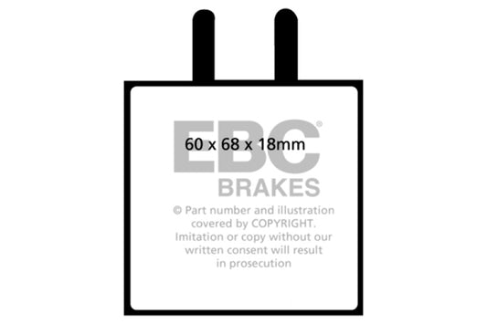 EBC Ferrari 330 4 Redstuff front brake pads for high-performance braking on sports cars, showing the red brake pad material and metal backing.