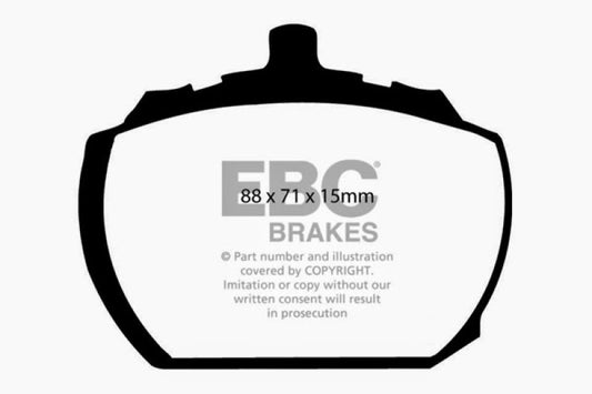 EBC Redstuff front brake pads for MG MGB GT V8 3.5, high-performance brake pads with red friction material for improved stopping power.