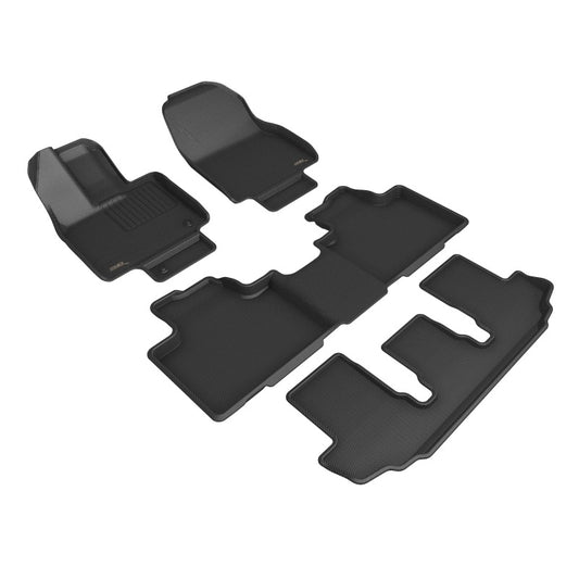 Black 3D MAXpider rubber floor mats for Toyota Highlander Hybrid 2021-2022, 2nd and 3rd row bucket and Kagu set.