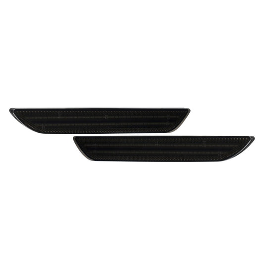 Pair of FORM Lighting LED sidemarkers for 2015 Mustang, sleek light bars and cubes for enhanced vehicle visibility.