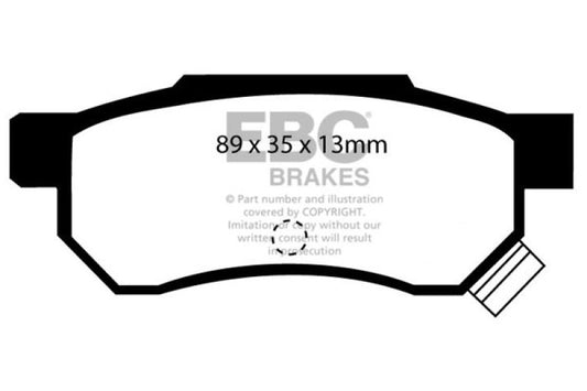 EBC Greenstuff rear brake pads for 92-94 Acura Integra 1.7 Vtec, performance brake pads with green friction material.