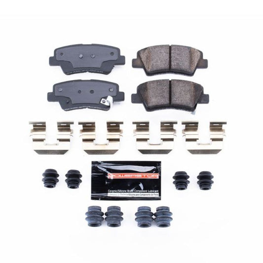 PowerStop Z23 Evolution Sport rear brake pads for Hyundai Azera 2009-2011 with hardware, high-performance brake components.