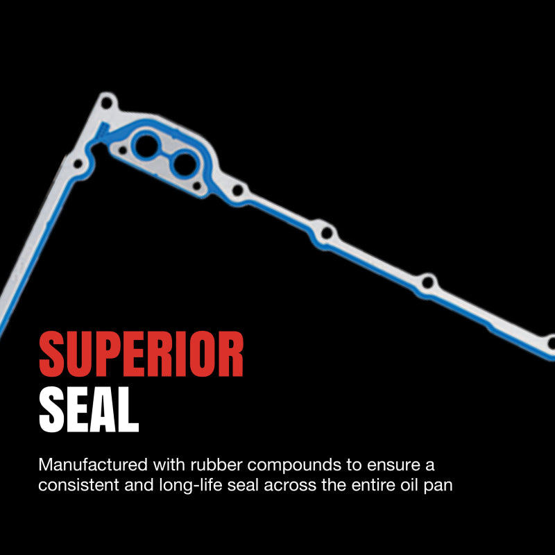 Fel-Pro Cadillac STS engine oil pan gasket set with PermaDry molded rubber, includes gaskets for engine oil pan sealing.