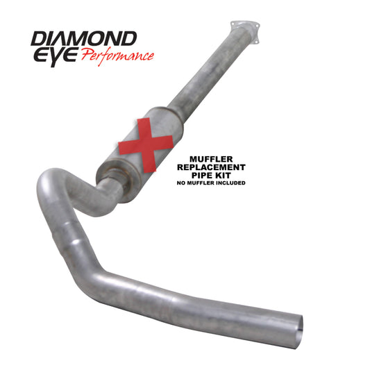 Diamond Eye Performance 4-inch catback exhaust pipe for 2001-2005 Chevy/GMC 6.6L 2500/3500 diesel trucks, single aluminum replacement pipe