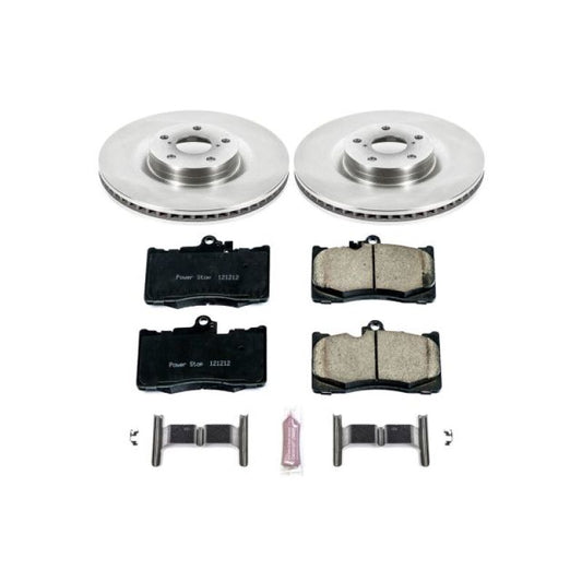 PowerStop OE brake kit for Lexus GS350 front brakes, includes rotors and pads, designed for 2013-2019 model years.