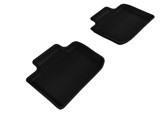 Black rubber 3D MAXpider 2014-2020 Lexus IS second row floor mats with textured surface for protection and style.