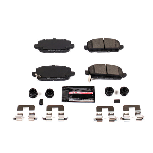 PowerStop Z23 Evolution sport rear brake pads for 2016 Honda CR-Z with hardware, high-performance brake components.