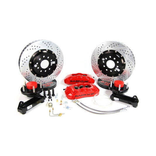 Baer Brakes 13-inch Pro+ front SDZ brake kit with black performance brake calipers and rotors for GM A-Body and F-Body cars.