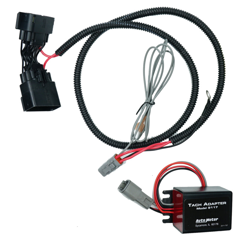 AutoMeter Ford tachometer adapter harness kit for gauges, featuring wiring and connectors for easy installation.
