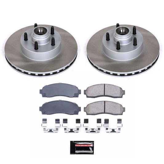 PowerStop Mazda B4000 front semi-coated brake rotor kit with performance blank brake rotors and hardware for improved stopping power.