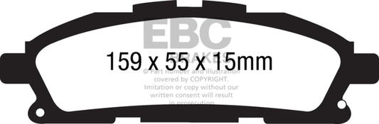 EBC 11+ Nissan Quest 3.5 front brake pads, OE style Ultimax2 brake pads with metal backing for reliable stopping power