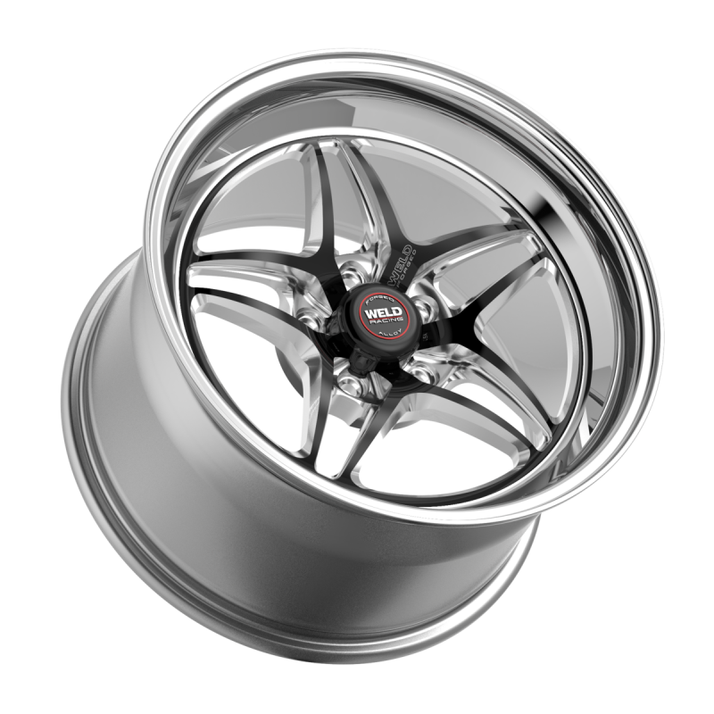 Weld S81 forged black center wheel with polished shell, 20x8 inch, 5x120 bolt pattern, 5.3 BS, 3.18 HB for cars.