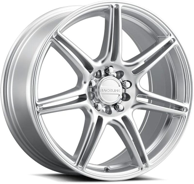 Raceline 148HS Apex cast wheels, 17x7.5 inches, Hyper Silver finish with 5x110 and 5x115 bolt pattern, 40mm offset.