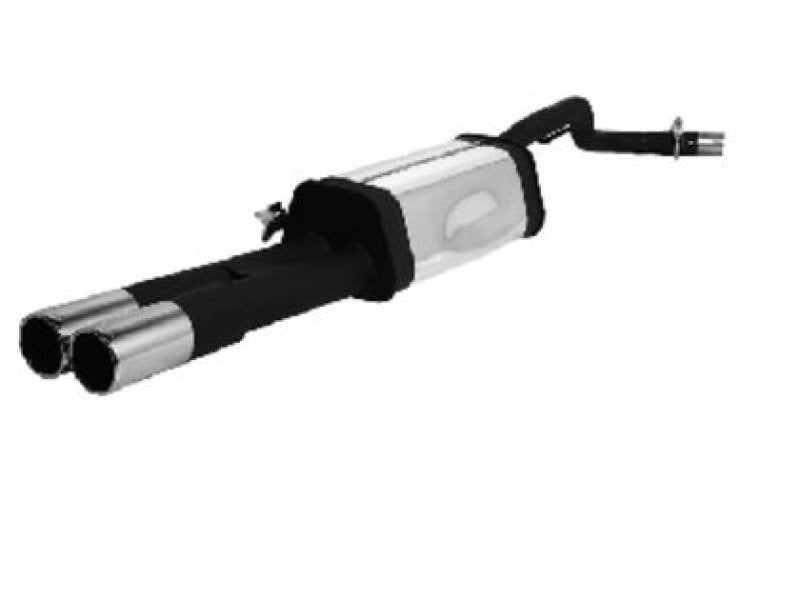 Remus 2000 Skoda Fabia 1.9L TDI axle back exhaust system showing polished metal pipe and muffler components.