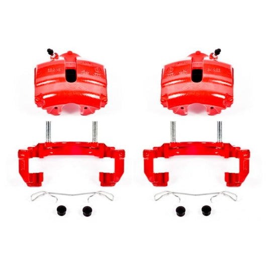 PowerStop front red brake calipers with brackets for Audi TT 2008-2009, performance brake calipers pair, automotive replacement parts