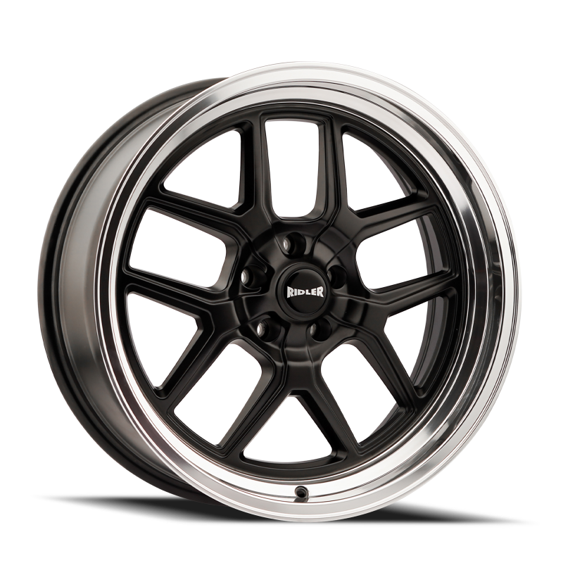 Ridler 610 matte black and polished 17x7 cast wheel with 5x127 bolt pattern and 83.82mm hub for cars.