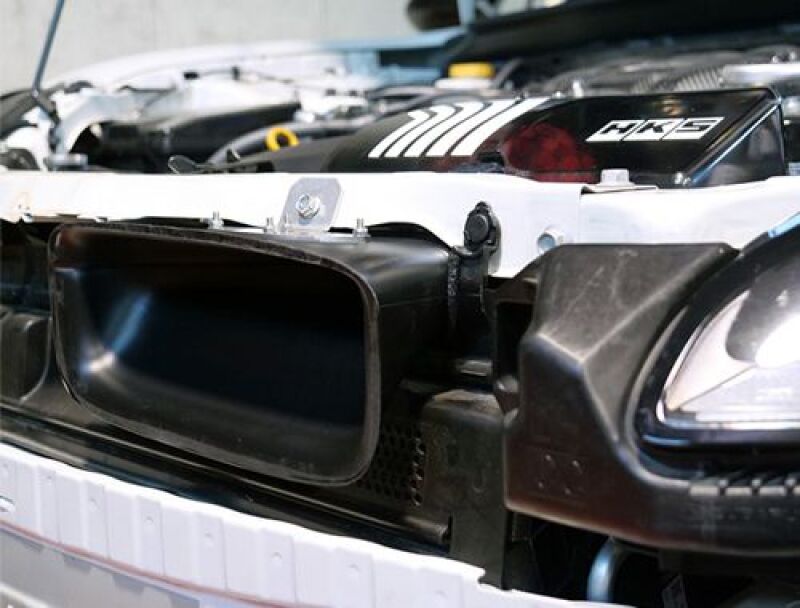 HKS Air Intake Duct ZN8/ZD8 scoop and snorkel for improved engine airflow, shown in close-up with black finish and mounting details.