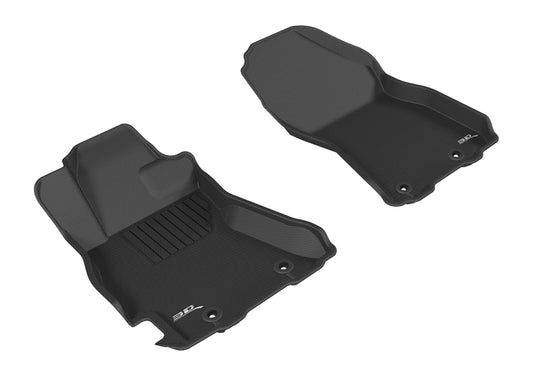Black 3D MAXpider rubber floor mat for 2015-2019 Subaru Legacy and Outback first row, designed for maximum protection.