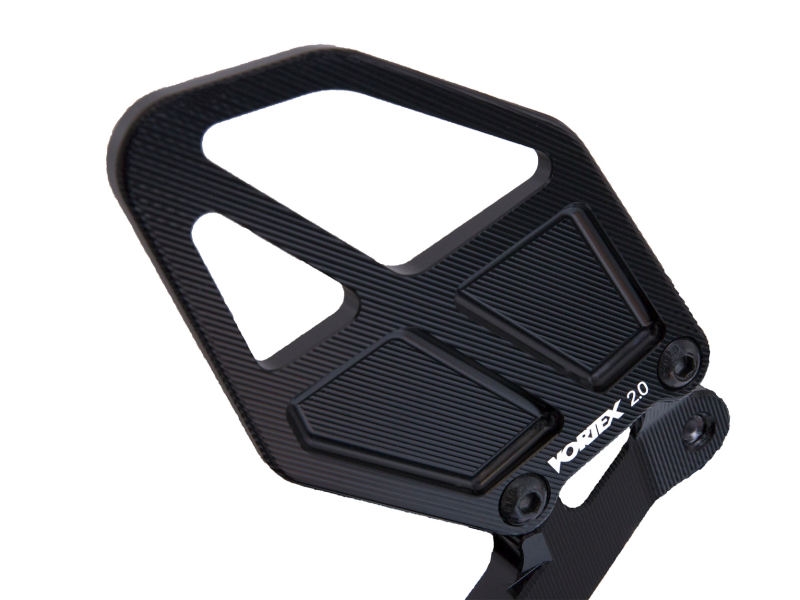 Black Vortex Racing rear bike stand, designed for motorcycle maintenance and support, with sturdy construction and easy handling.