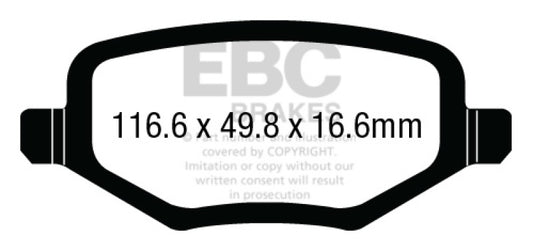 EBC 12+ Chrysler Town & Country 3.6 Ultimax2 rear brake pads, OE type, with metal backing and friction material for reliable braking
